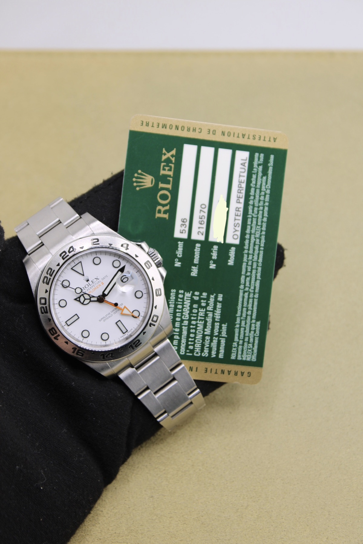 Rolex Explorer II Polar 216570 with warranty card